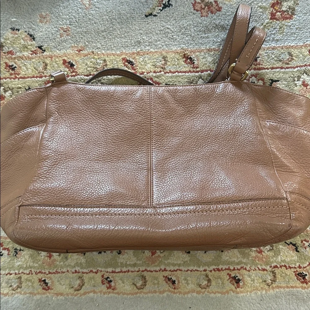 Coach Park Carrie British Tan Leather Tote Bag Rehab Project - Picture 5 of 13